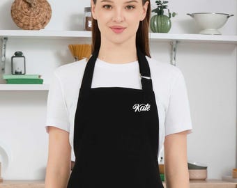 Embroidered Custom Cat Apron –  Personalized Gift for Cat Lovers and Bakers