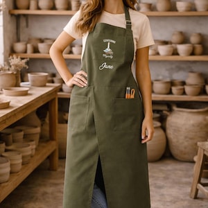 Personlig konstnärsrock | Professionellt keramikförkläde med broderat motiv