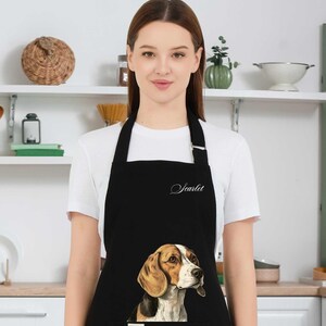 Custom Dog Portrait Apron: Cotton Beagle Illustration, Personalized Pet Gift