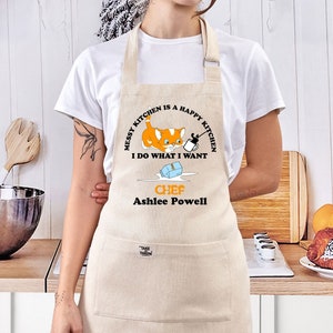 Meow-ster Chef Funny Cat Apron for the Cooking Cat Lovers - Personalized Cotton Apron