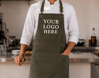 Custom Logo Embroidered Apron - Handmade Canvas Workwear for Woodworkers, Baristas & Chefs