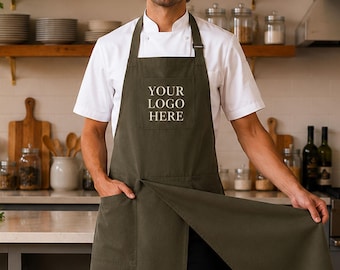 Custom Logo Art Apron, Embroidered Cotton Workwear for Artists & Potters
