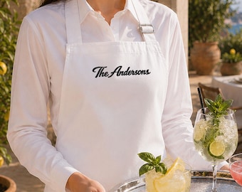 Custom Embroidered Cocktail Apron, Personalized Cotton Bartender & Barista Uniform