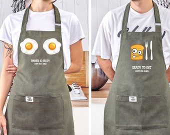 Matching Cotton Kitchen Apron for Couples | Personalized Matching Apron