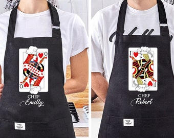 Queen and Jack of Hearts Personalized Cooking Aprons The Perfect His and Hers Gift for Cheer and Sympathy