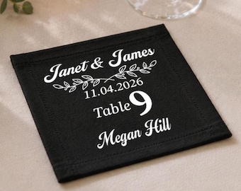 Gepersonaliseerde stoffen tafelservetten voor bruiloften - 5 x 5 inch - 11 kleuren