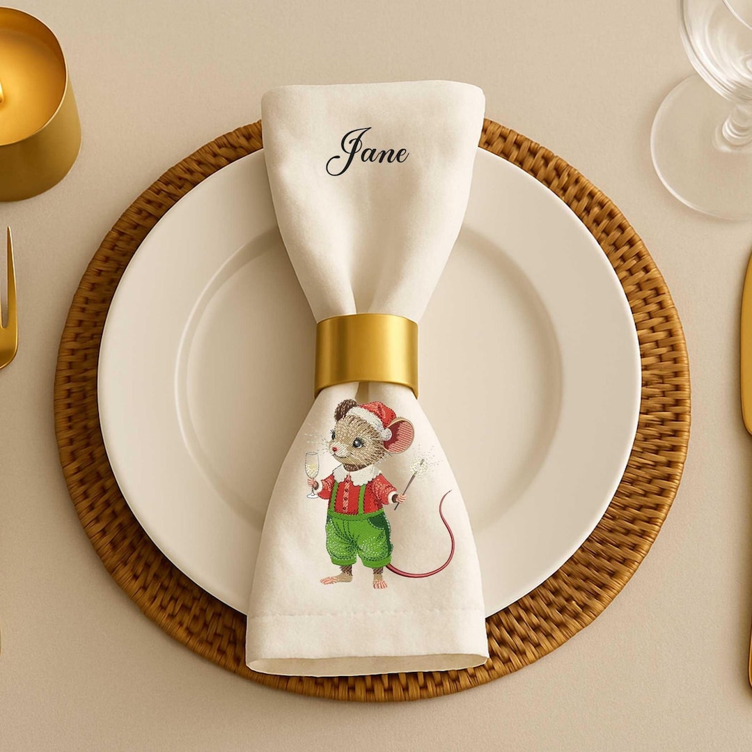 Mouse Using Napkin Mouse Embroidered Cotton Napkins - Etsy