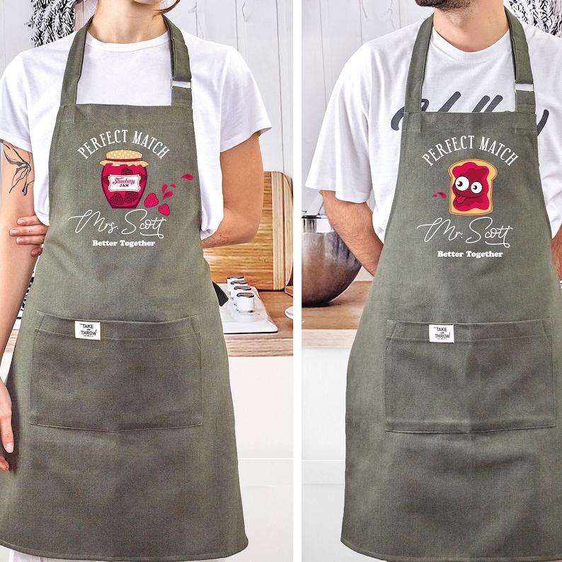 Funny Personalized Aprons for Couples - Green Apron