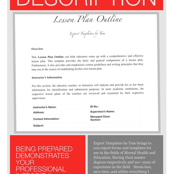 Special Education Lesson Plan Template Etsy