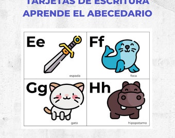 Tarjetas del abecedario, Español, Abecedario, Lectoescritura, Imprimible Niños, Actividades para niños