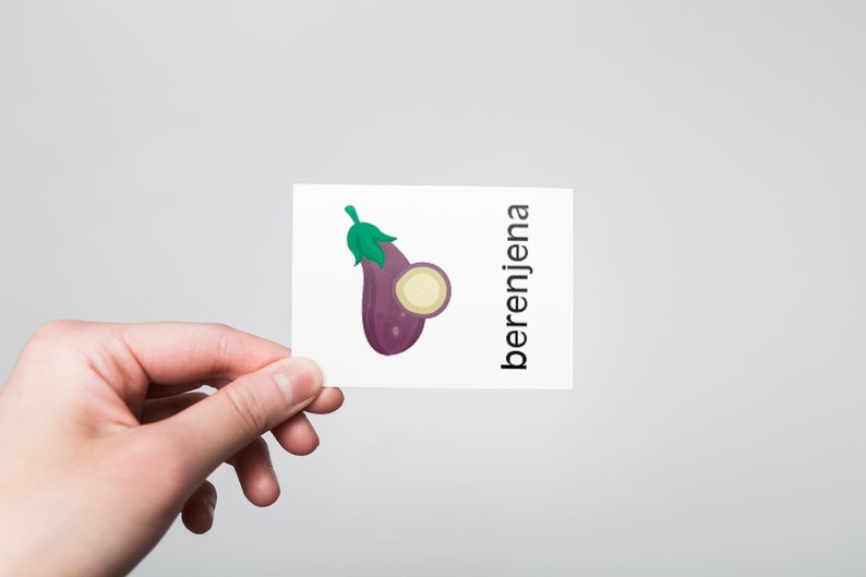 Tarjetas de frutas y verduras con nombre en español para preescolar ...