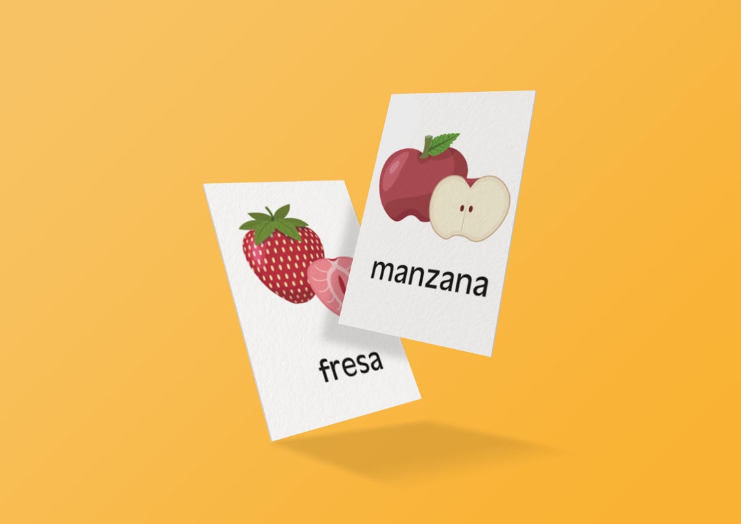 Tarjetas de frutas y verduras con nombre en español para preescolar ...