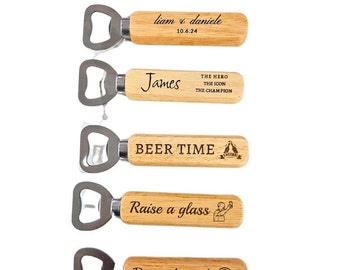 Personalized Wooden Bottle Opener: Laser Engraved Gift