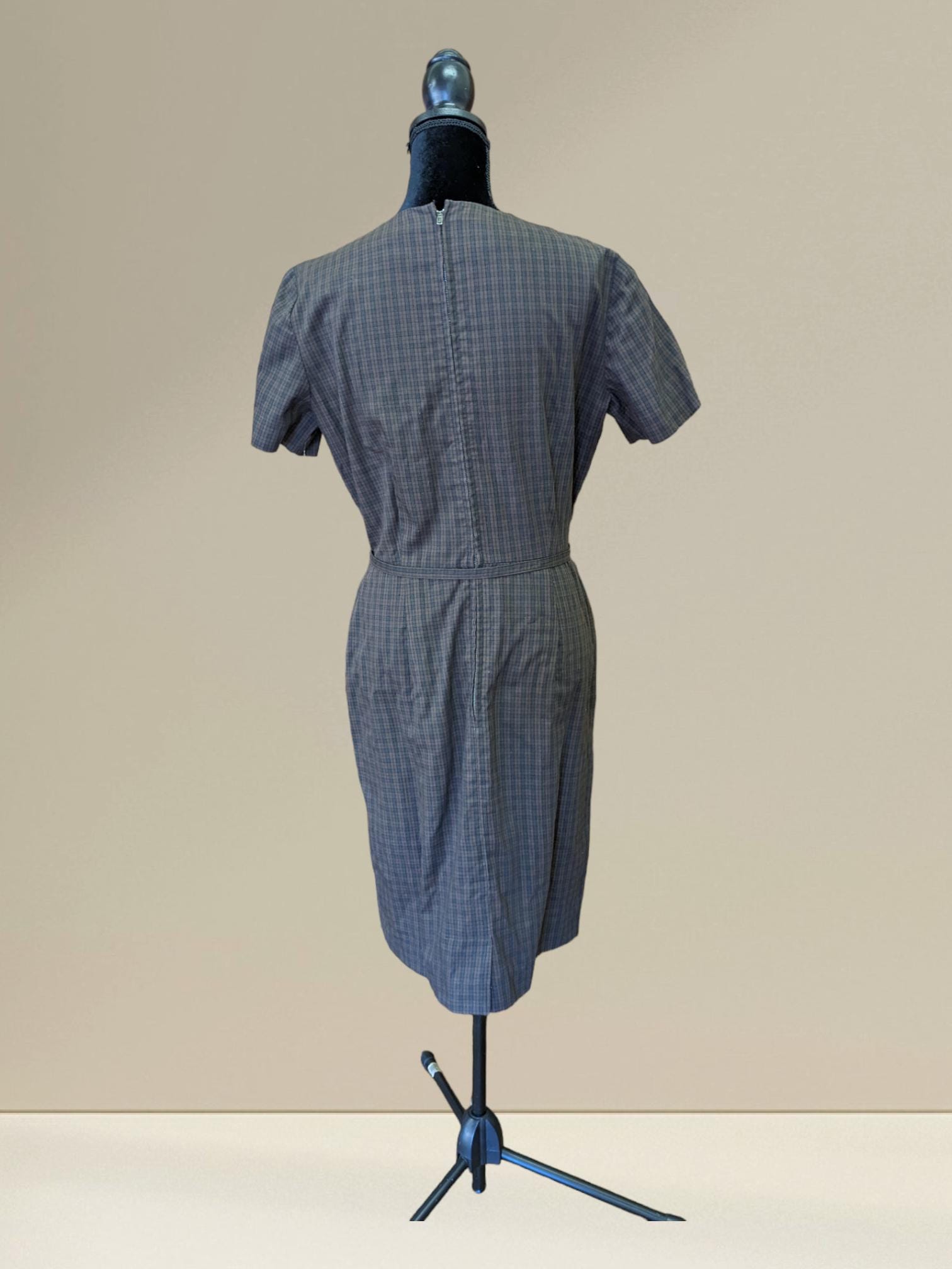 Vintage Cotton Multi Plaid Button Down Dress