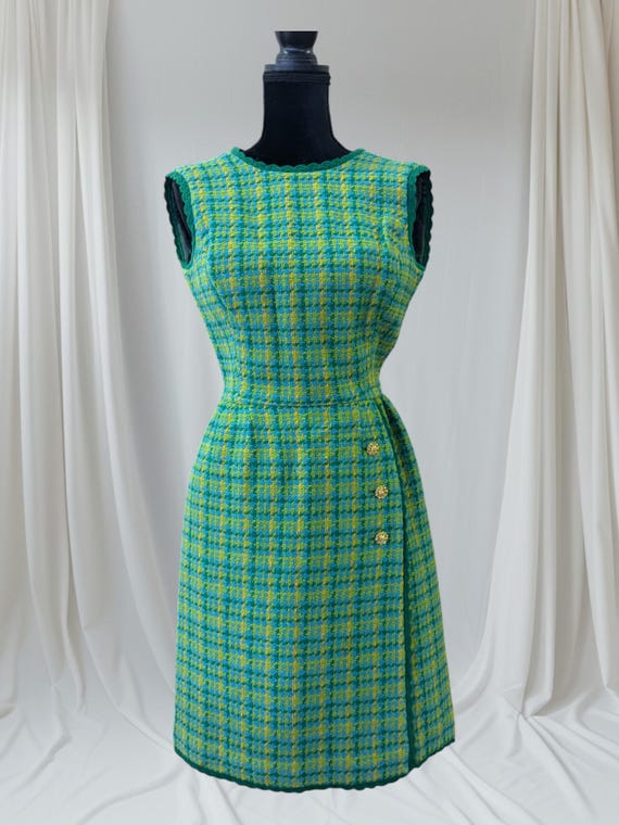 Timeless Style Green Tweed Dress Etsy