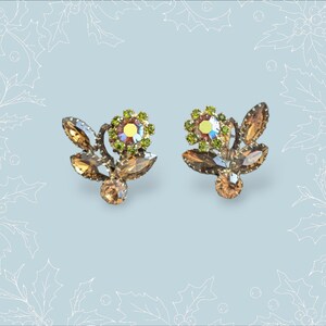 Vintage Amber Rhinestone signed earrings