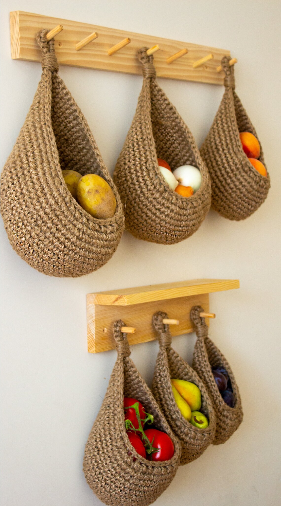 Hanging Fruit and Vegetable Basket Wall Hanging Drop Basket Etsy