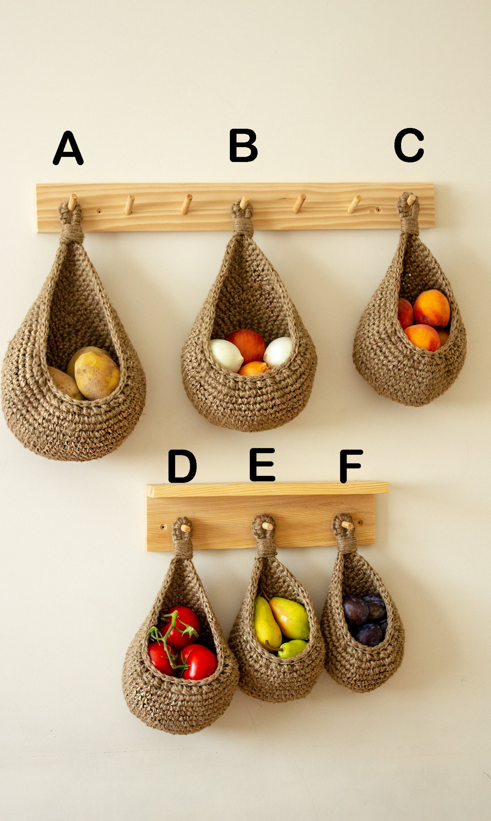 Hanging Fruit and Vegetable Basket Wall Hanging Drop Basket Etsy