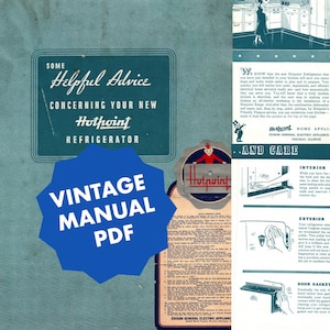 Hot Point Refrigerator 1950s Vintage Manual PDF W/ Original Product Tag! - Digital Product