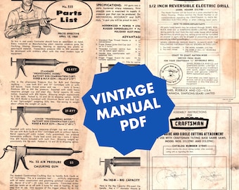 Craftsman Caulking & Drill Schematic 1963 Vintage Paper PDF - Digital Product