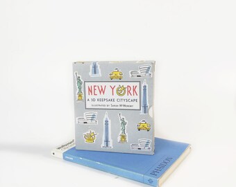 Vintage New York Illustrated 3 D Keepsake Cityscape/Hang it Art work