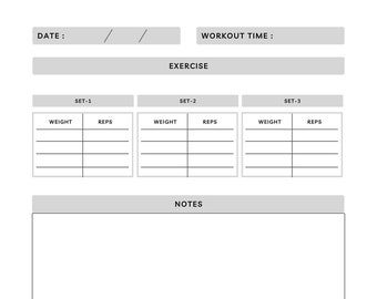 Basic Fitness Log Template for KDP - 6x9, 100 pages - Minimalist Fitness Tracker Template for KDP