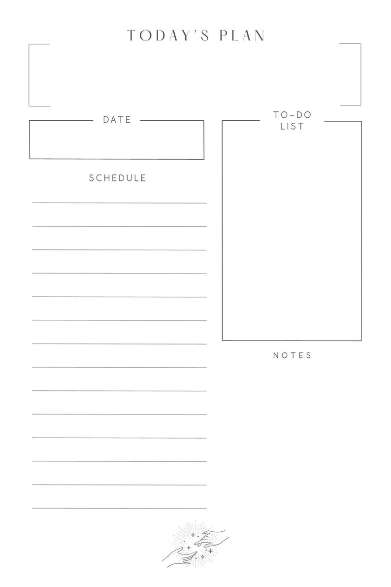 May include: A printable daily planner with sections for "Date", "Schedule", "To-Do List", and "Notes".