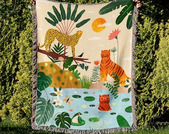Tiger Hot Spring gewebte Decke, Tierdruck, Kinderteppich