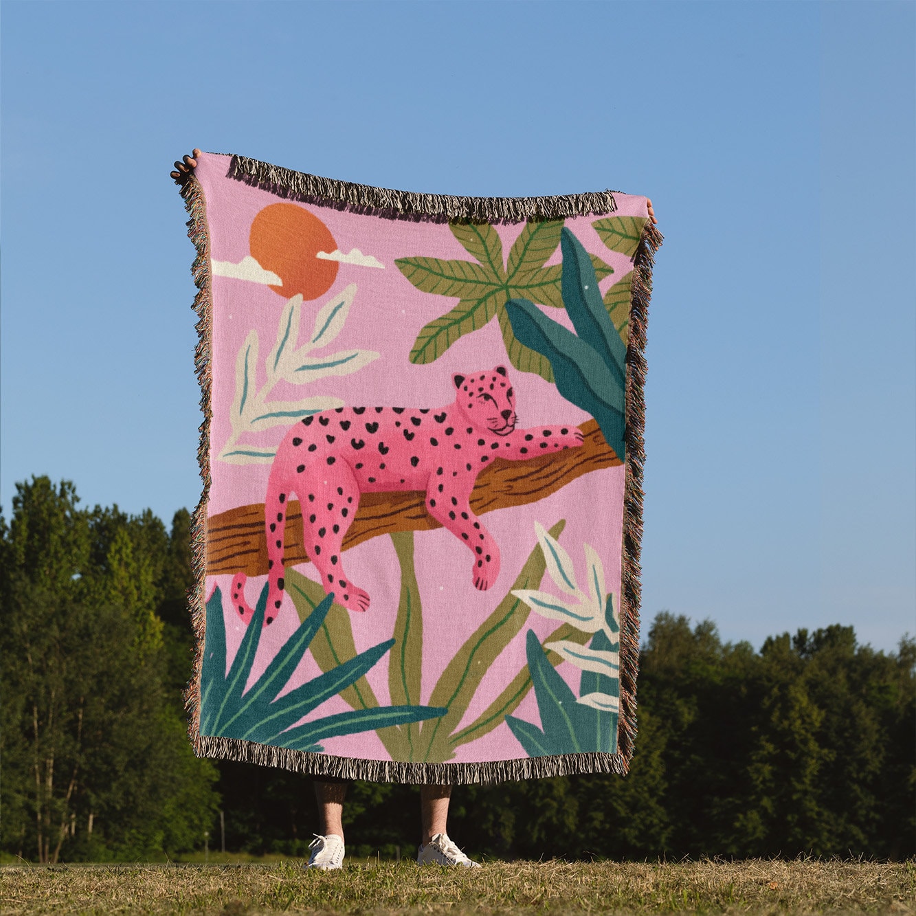 Pink Leopard Woven Blankettropical Jungle Animal Sofa Blanketcartoon Leopard Throws Blankethome Decoration Tapestryanniversary Gift Etsy