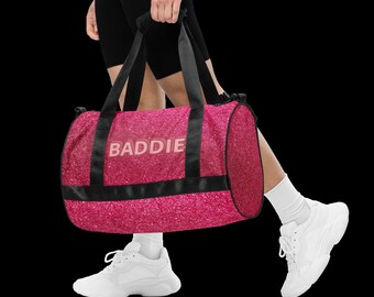 Baddie glitter roze sporttas