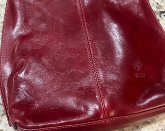 Vera Pelle Wine Leather Purse -Backpack 12x11x3 Made In Italy NWOT