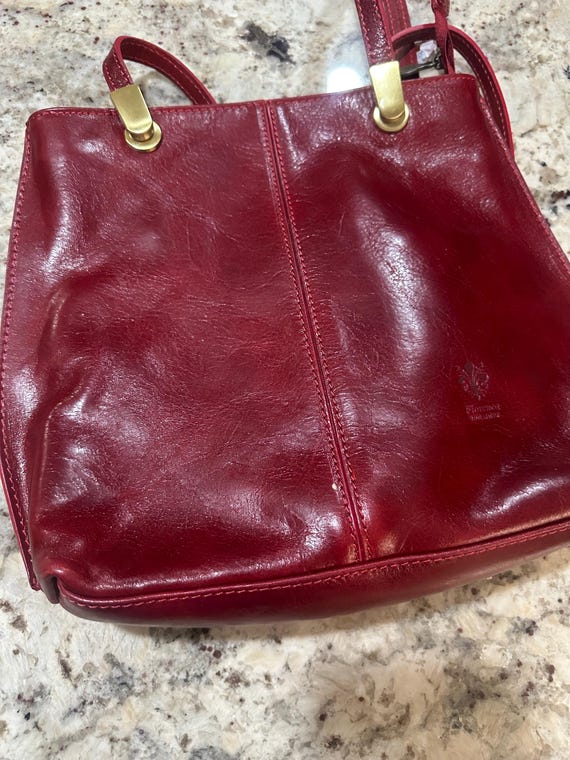 Vera Pelle Wine Leather Purse -backpack 12x11x3 Made in 