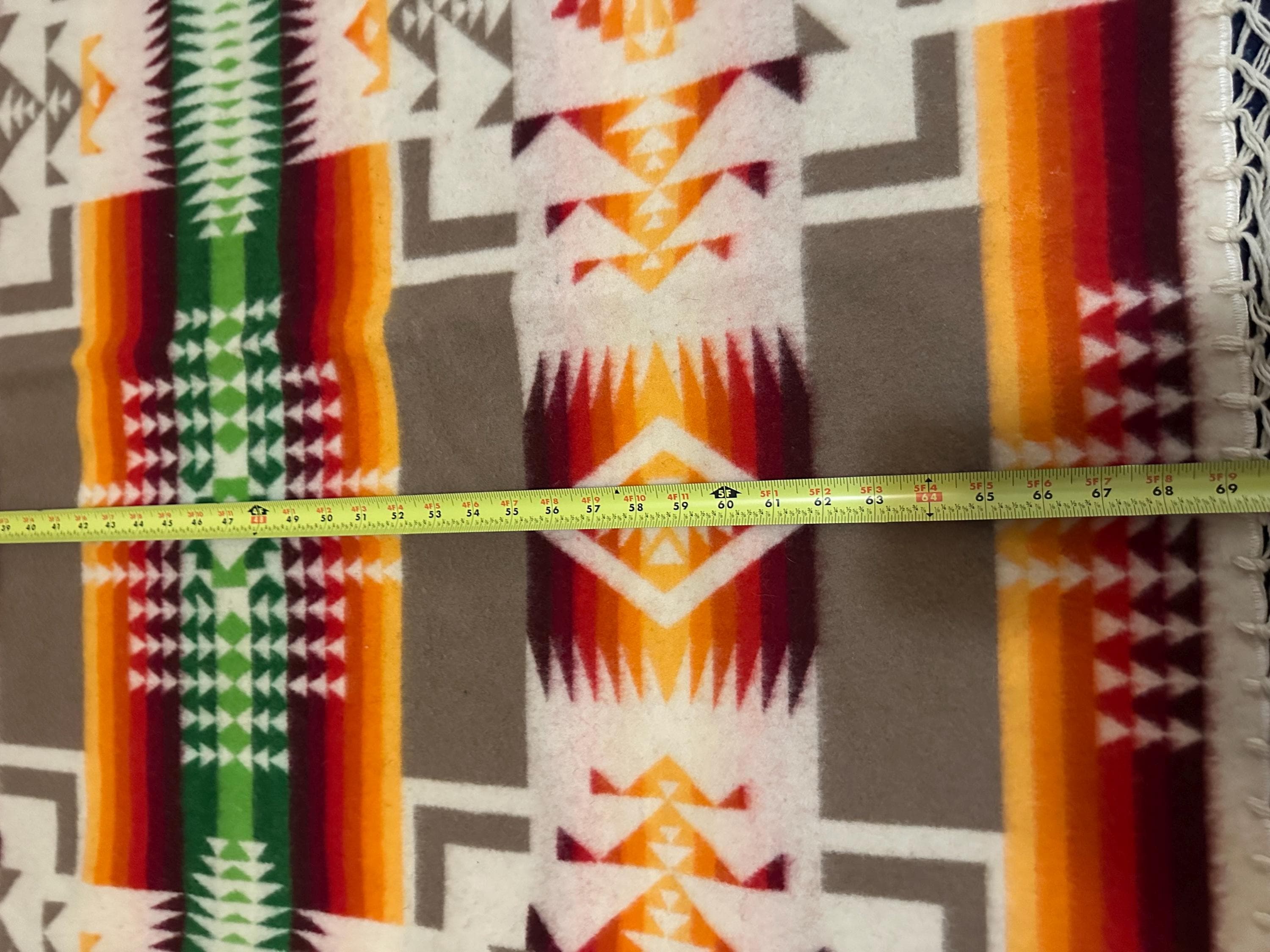 Vintage Pendleton Wool Beaver State Blanket Chief Navajo Fringe