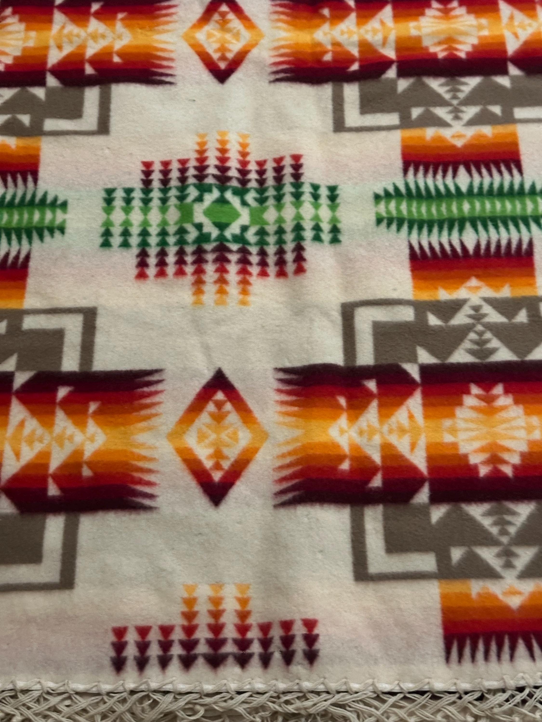 Vintage Pendleton Wool Beaver State Blanket Chief Navajo Fringe