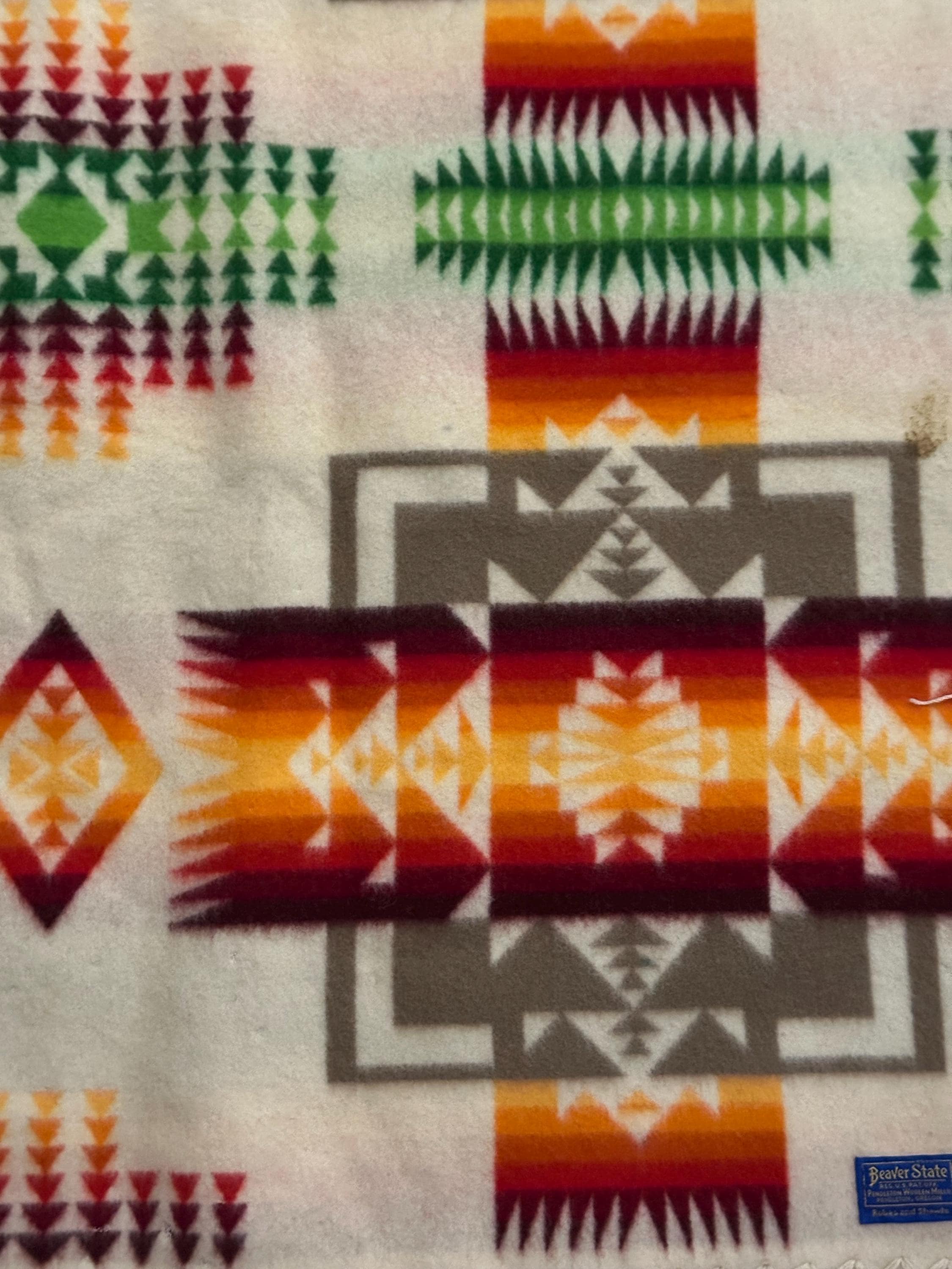 Vintage Pendleton Wool Beaver State Blanket Chief Navajo Fringe