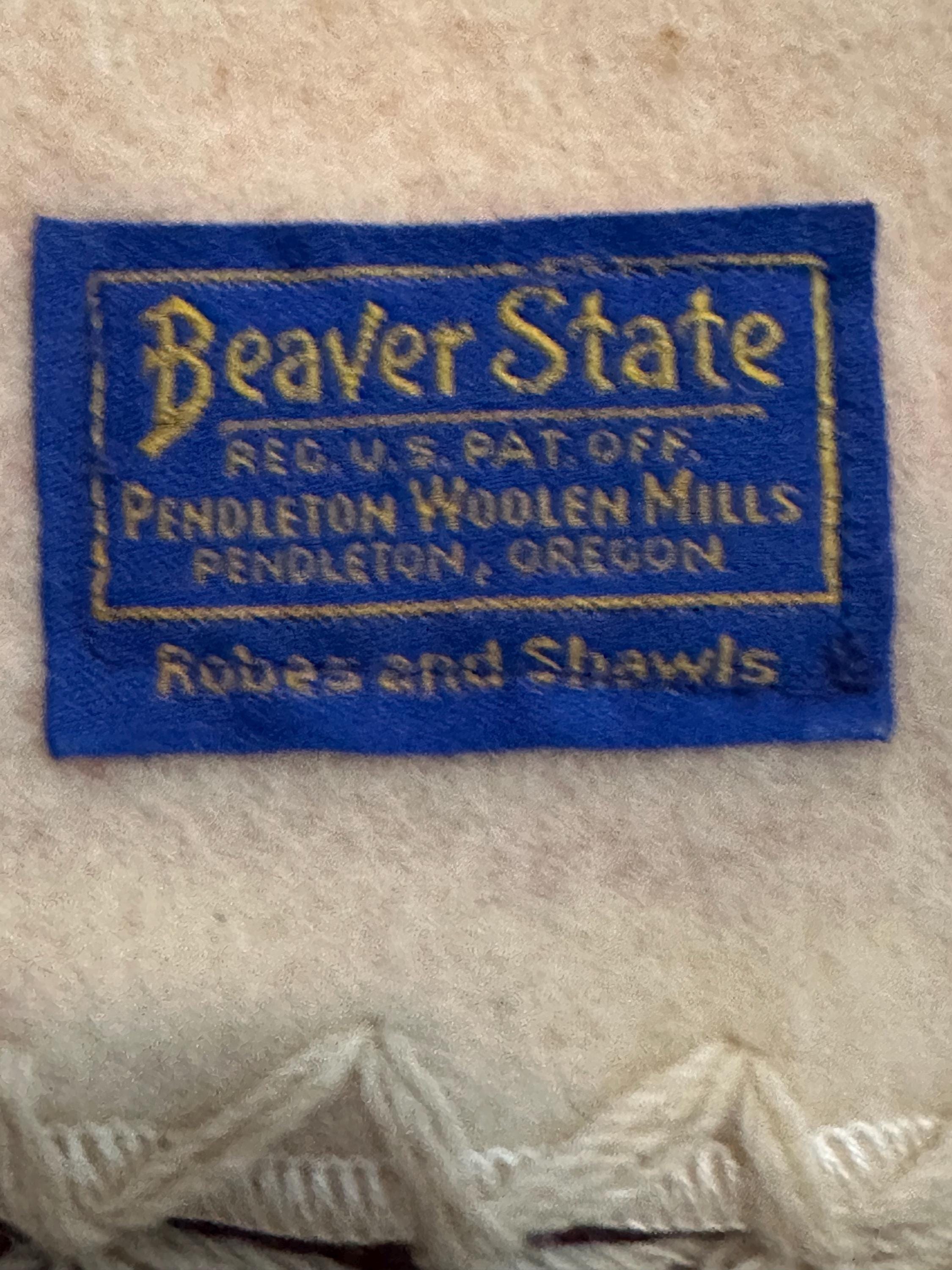 Vintage Pendleton Wool Beaver State Blanket Chief Navajo Fringe