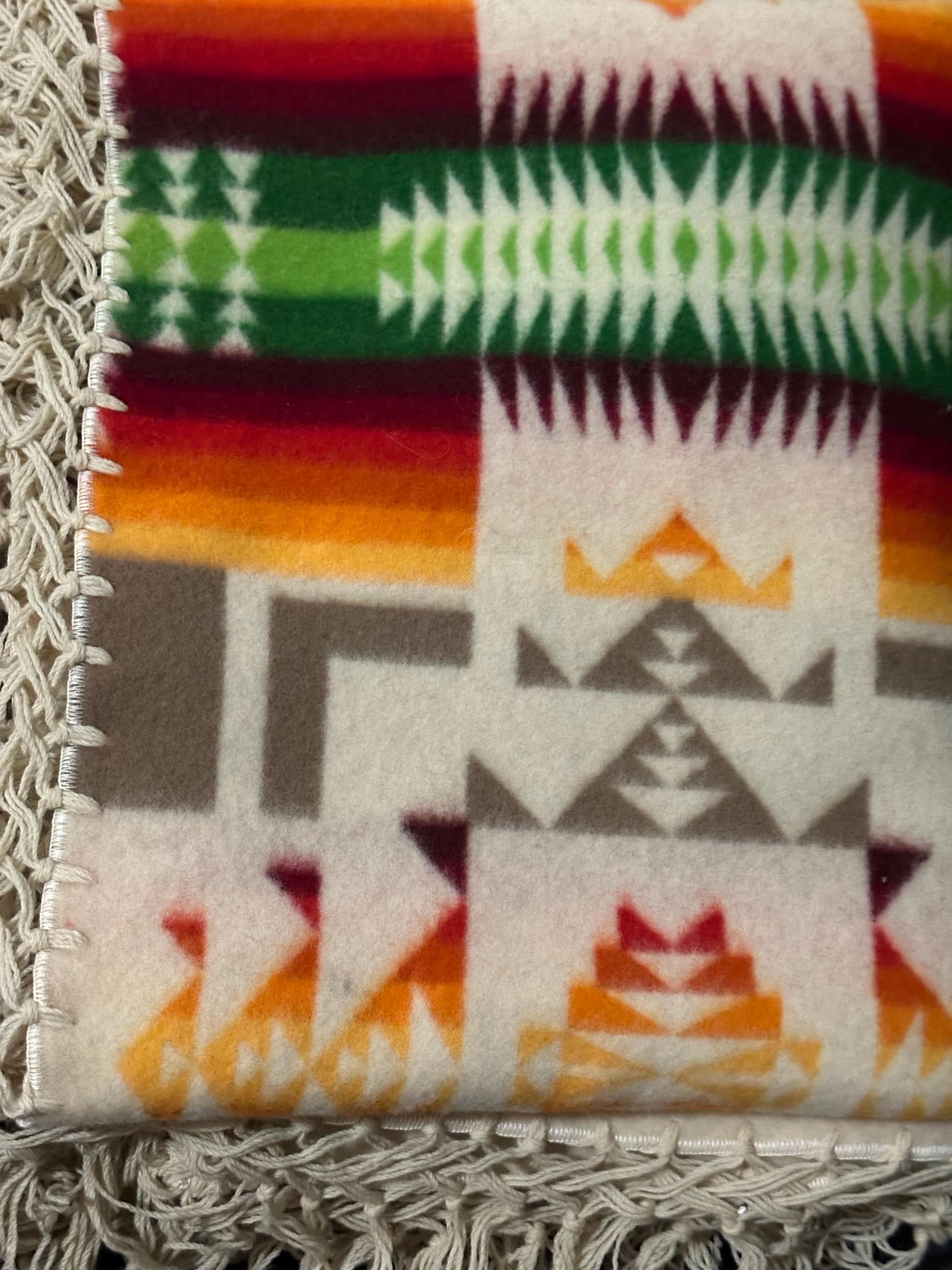 Vintage Pendleton Wool Beaver State Blanket Chief Navajo Fringe