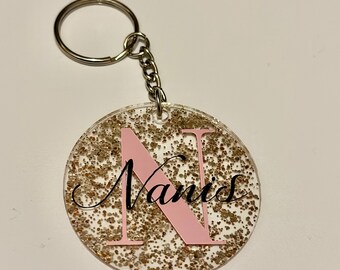 Personalized Acrylic Keychains, Custom Acrylic Keychain, Clear Keychain with Name, Personalized Name Keychain, Personalized Glitter Keychain