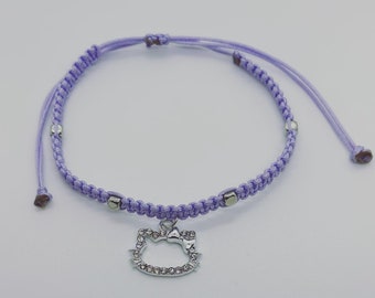 Hello Kitty adjustable bracelet, HK with beading detail, Hello Kitty, HK charm, friendship bracelet