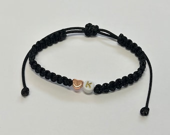 Heart and Initial bracelet, gift for wife, bracelet for her, bracelet for him, love bracelet, friendship bracelet, valentine, heart bracelet