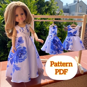 PDF-MUSTER für 12-13-Zoll-Kleid für Puppe, Kleid für Paola Reina-Puppe. Nur Englisch