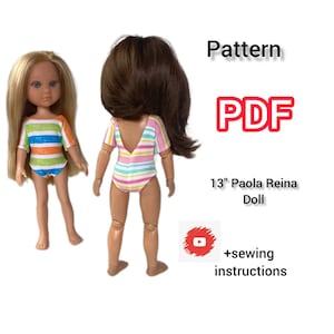 Ballet Basics Pattern PDF for 13-14 Inch Wellie Wisher and similar dolls – Dance, Gymnastics Leotard, Unitard, One Piece Swimsuit