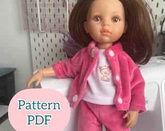 Pattern PDF , sports jacket, home jumper for Paola Reina doll and for other 13-14-inch dolls, doll clothes, sewing template