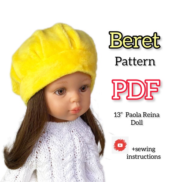 Beret for dolls pattern pdf, for paola reina doll