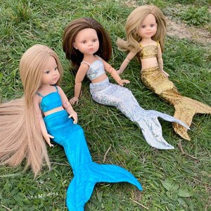 PDF mermaid outfit pattern for 13&quot; and similar dolls - mermaid tail skirt and blouse top with ties at the back