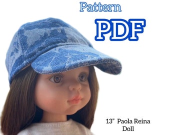 PDF baseball cap pattern, cap with visor, for 13" doll for Paola Reina and other 13-14" dolls