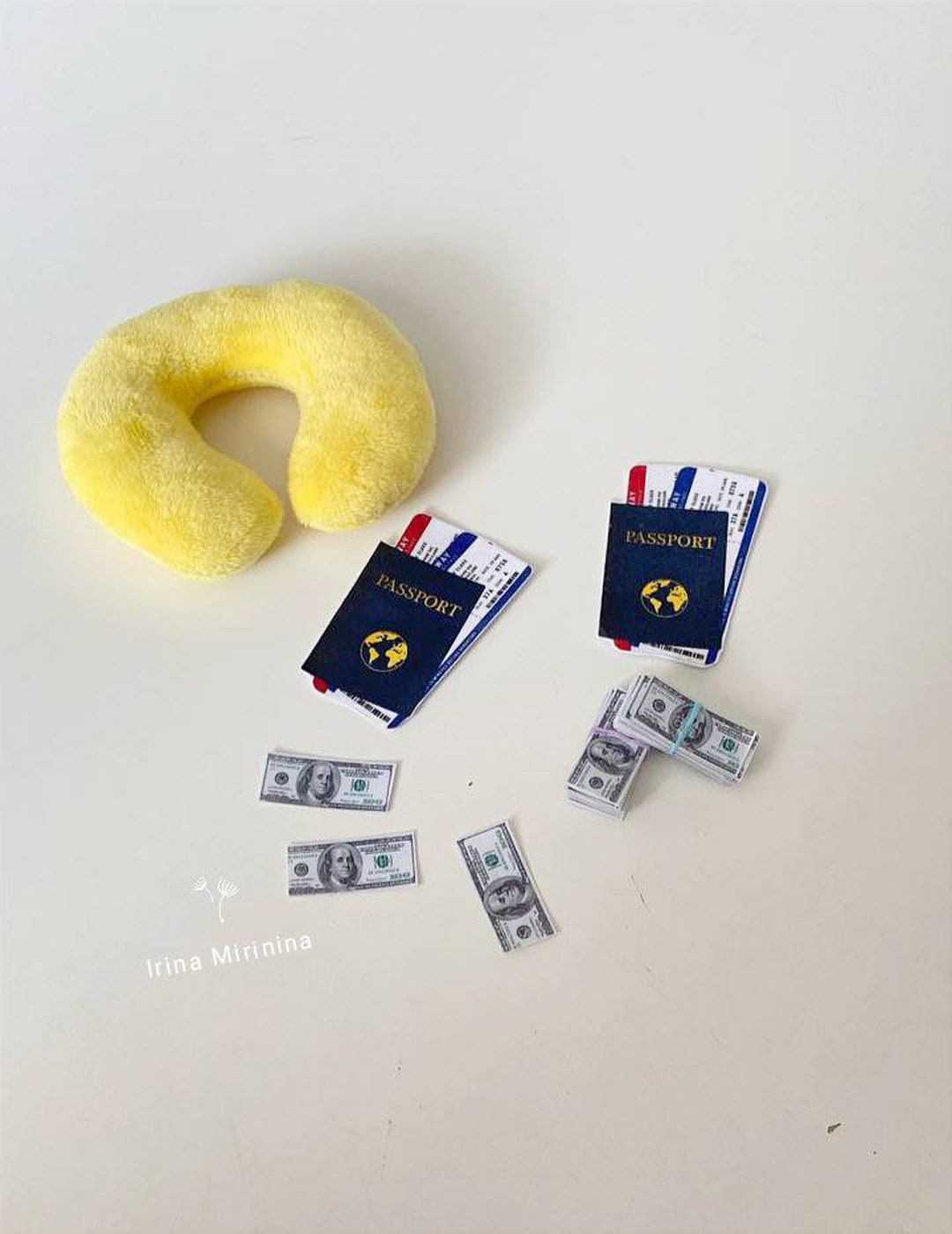 Miniature US Dollar Bills Play Money and Printable Passport for 1:6 ...