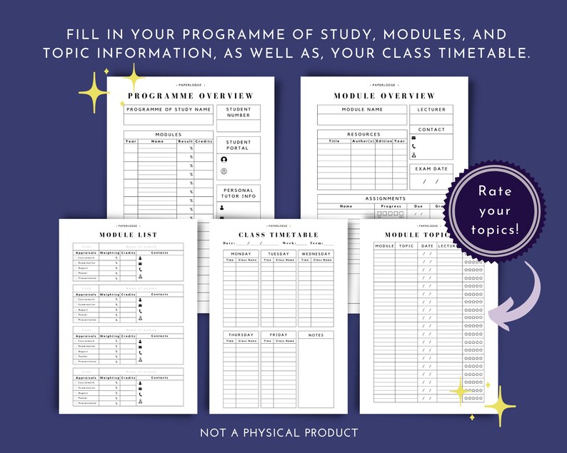 Student Planner Printable Set - Academic Planner A4, College Student ...