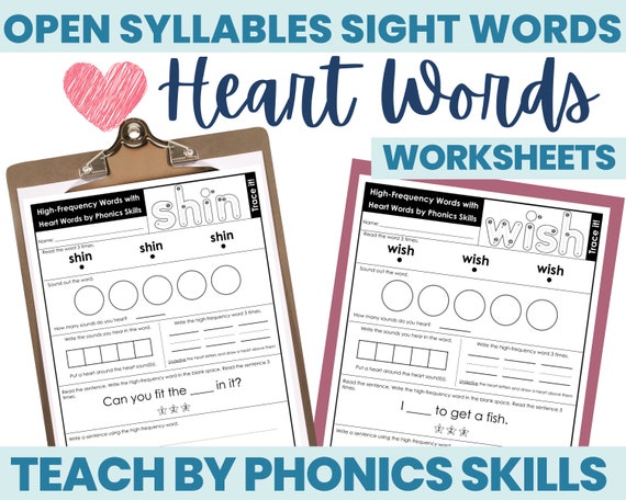 Open Syllables Sight Word Worksheets & Practice Science of - Etsy