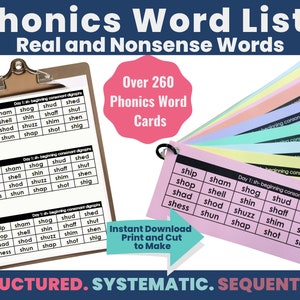 Phonics Printable Word Cards | Homeschool Printables | Word Lists With ...